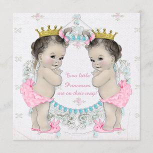 Adorable Princess Twin Baby Dusche Einladung