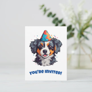 Adorable Printable Hund in einem Geburtstagshut! - Feiertagskarte