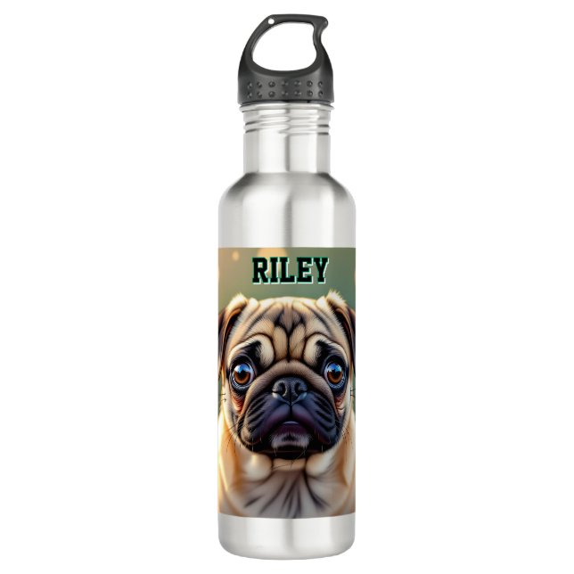 Adorable Pug Close up | Cute Dog Personalized Edelstahlflasche (Vorderseite)