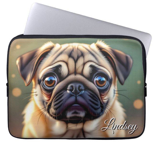 Adorable Pug Close up | Cute Dog Personalized Laptopschutzhülle (Vorderseite)
