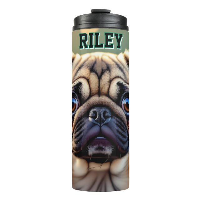 Adorable Pug Close up | Cute Dog Personalized Thermosbecher (Vorderseite)