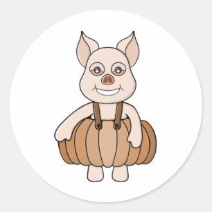 Adorable Pumpkin Pig Runder Aufkleber