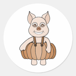 Adorable Pumpkin Pig Runder Aufkleber