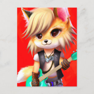 Adorable Punk Rock Fox Postkarte