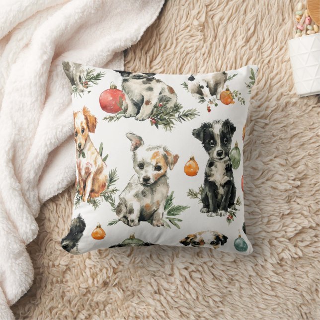 Adorable Puppies Christmas Throw Pillow Gift Idea Kissen (Decke)