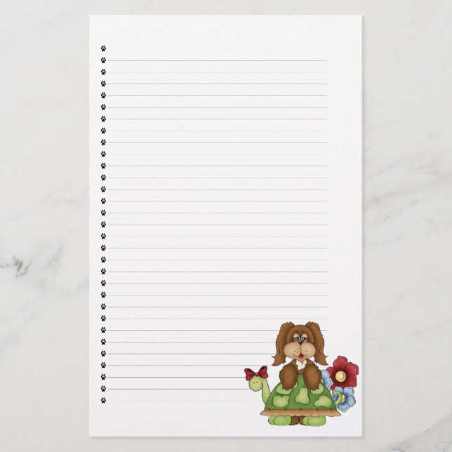 Adorable Puppy Dog Lined Stationery Briefpapier (Vorderseite)