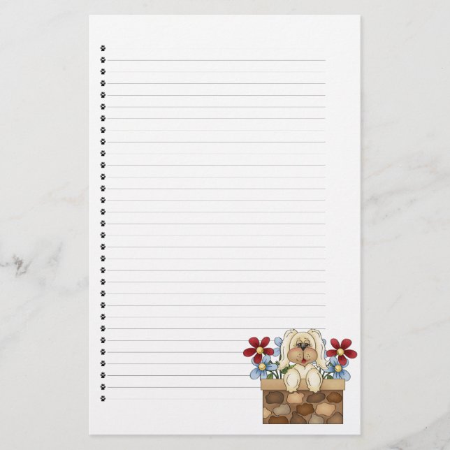 Adorable Puppy Dog Lined Stationery Briefpapier (Vorderseite)