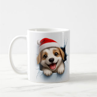 Adorable Puppy in Santa Hat Cute Christmas Dog Kaffeetasse