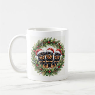 Adorable Puppy Rottweilers Christmas Mug Kaffeetasse