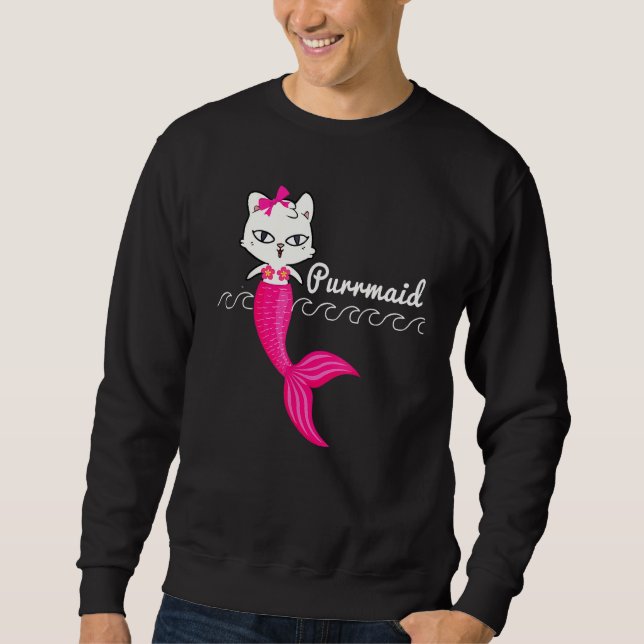 Adorable Purrmaid White Cat Cute Mermaid Beach Gir Sweatshirt (Vorderseite)