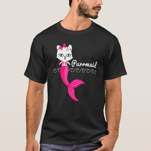 Adorable Purrmaid White Cat Cute Mermaid Beach Gir T-Shirt (Vorderseite)