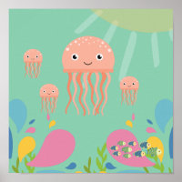 Adorable Quallen in Babyblau,