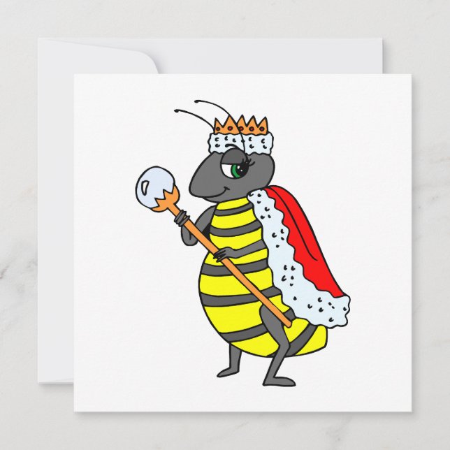 Adorable Queen Bee Cartoon Einladung (Vorderseite)