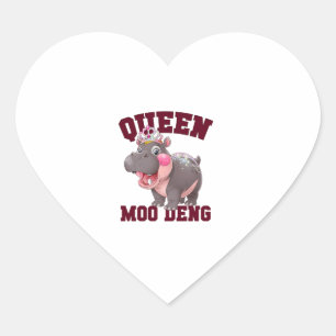 Adorable QUEEN MOO DENG Mama Baby Hippo Princess C Herz-Aufkleber