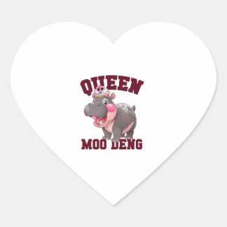 Adorable QUEEN MOO DENG Mama Baby Hippo Princess C Herz-Aufkleber