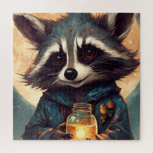 Adorable Raccoon mit einem Zaubertrank Puzzle