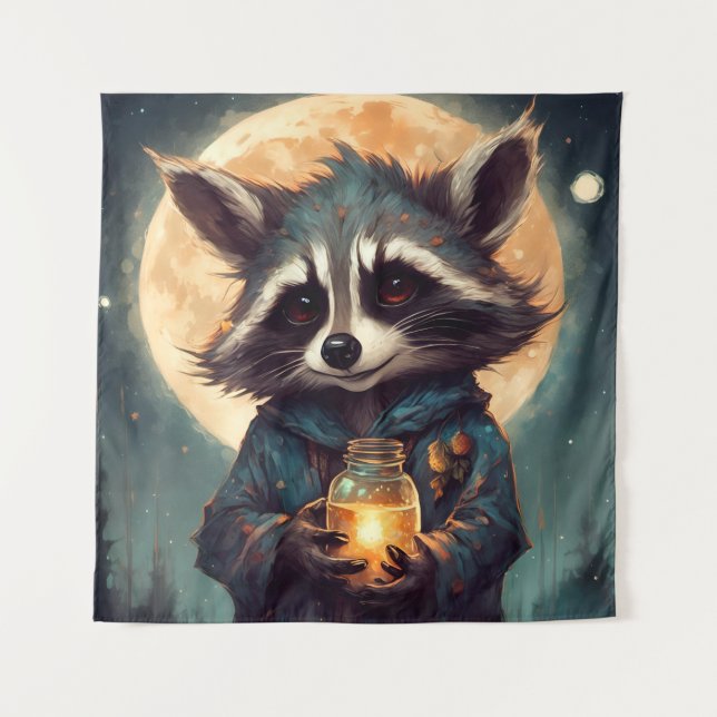 Adorable Raccoon mit einem Zaubertrank Wandteppich (Vorderseite)
