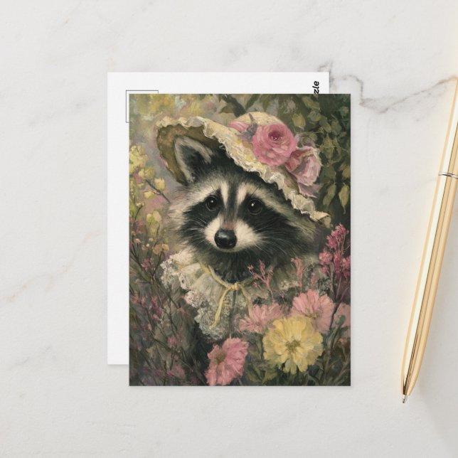 Adorable Raccoon Postkarte (Vorderseite/Rückseite Beispiel)