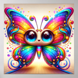 Adorable Rainbow Butterfly macht glücklich Poster