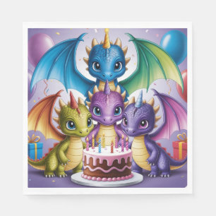 Adorable Rainbow Dragons Serviette