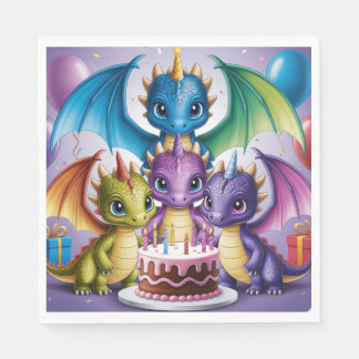 Adorable Rainbow Dragons Serviette