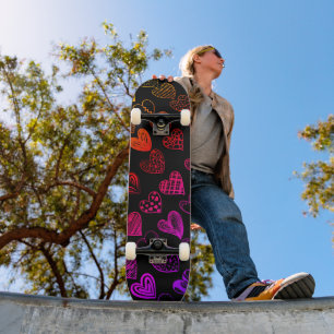 Adorable Rainbow Heart Scribble Zeichnend Skateboard