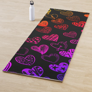 Adorable Rainbow Heart Scribble Zeichnend Yogamatte