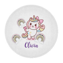 Adorable Rainbow Unicorn, individuelles Serviertab Schneidebrett