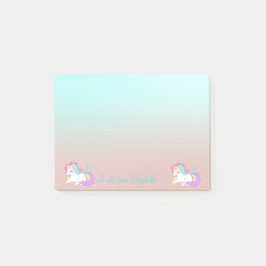 Adorable Rainbow Unicorn, Ombre -Personalisiert Post-it Klebezettel