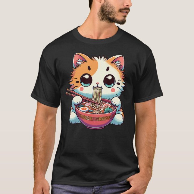 Adorable Ramen Kitty - Cute Noodle Cat T-Shirt (Vorderseite)