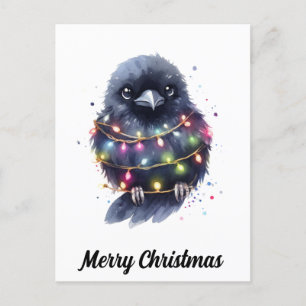 Adorable Raven Christmas Postkarte