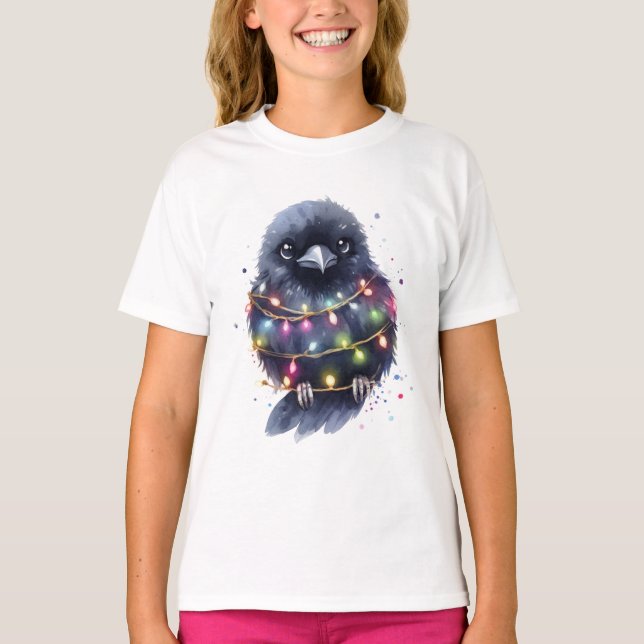 Adorable Raven Christmas T-Shirt (Vorderseite)