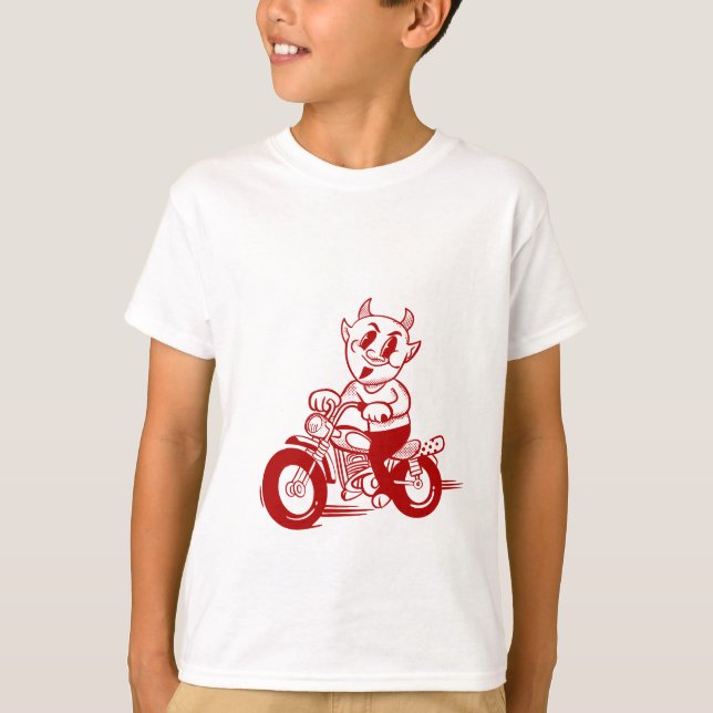 Adorable Red Bike Rider Cartoon T-Shirt (Vorderseite)