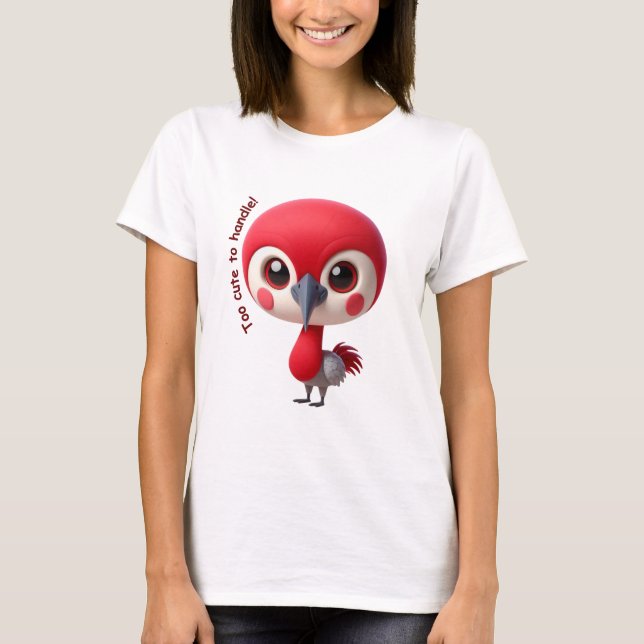 Adorable Red Bird Character T-Shirt (Vorderseite)