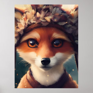 Adorable Red Fox in Winterkleidung Poster