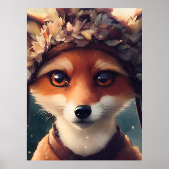 Adorable Red Fox in Winterkleidung Poster (Vorne)