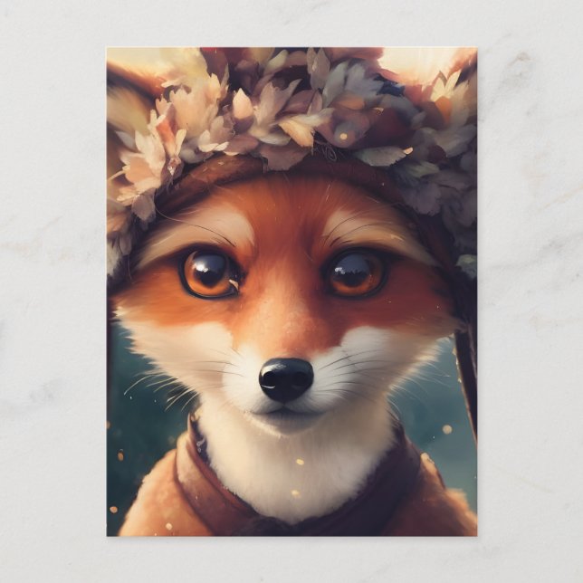 Adorable Red Fox in Winterkleidung Postkarte (Vorderseite)