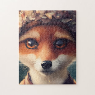Adorable Red Fox in Winterkleidung Puzzle