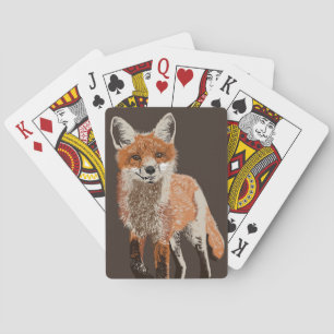 Adorable Red Fox Painting Cards Spielkarten