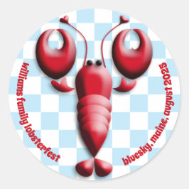 Adorable Red Hummer Herz Pincers Blue Checkered Runder Aufkleber