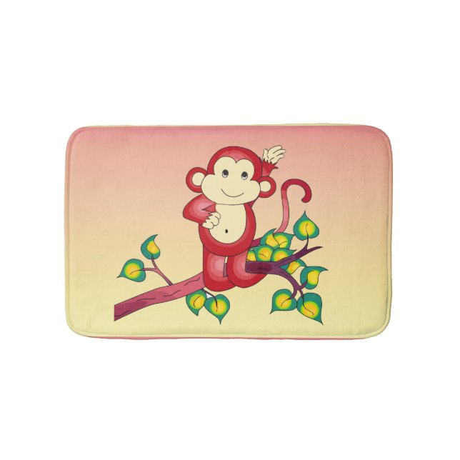 Adorable Red Monkey Animal Bath Matts Badematte (Vorderseite)