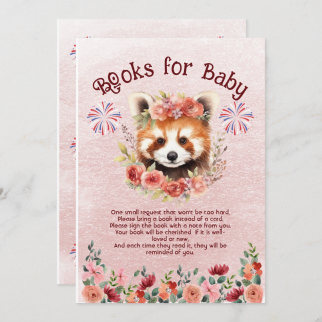 Adorable Red Panda Bärenbücher für Kinder Einladung (Vorne/Hinten)