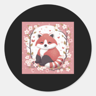 Adorable Red Panda Cherry Blossom Garten Runder Aufkleber