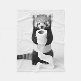Adorable Red Panda Holding Toilet Paper Minimalist Fleecedecke