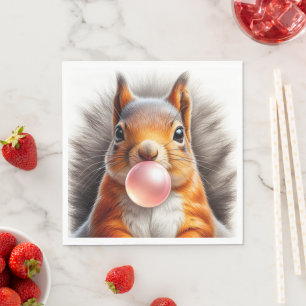 Adorable Red Squirrel Blasebalgum Kinderzimmer Serviette