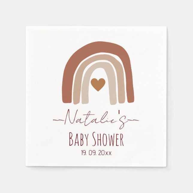 Adorable Regenbogenbaby-Dusche für ihre Braun Serviette (Vorderseite)