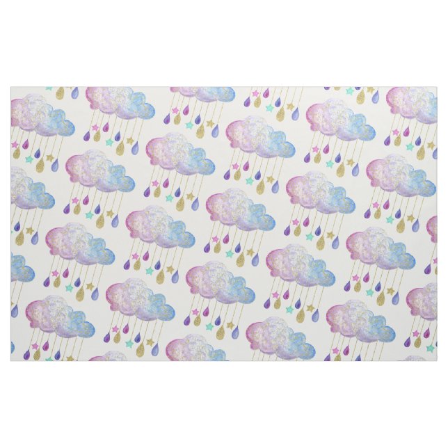 Adorable Regenbogenwolken & Gold Baby Girl Dusche Stoff (Fat Quarter (45,7 x 55,9 cm))