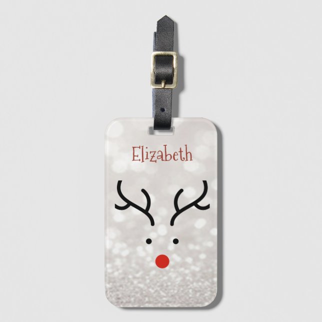 Adorable Rentier Face, Bokeh Gepäckanhänger (Vorderseite Vertikal)