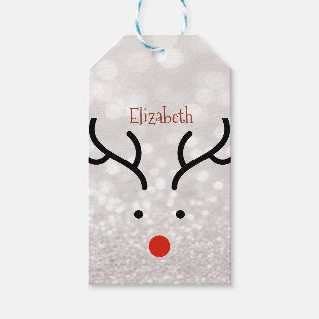 Adorable Rentier Face, Bokeh Geschenkanhänger (Vorderseite)