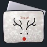 Adorable Rentier Face, Bokeh Laptopschutzhülle<br><div class="desc">Adorable Rentier-Gesicht auf glitzerndem Buh Hintergrund mit Ihrem Namen.</div>